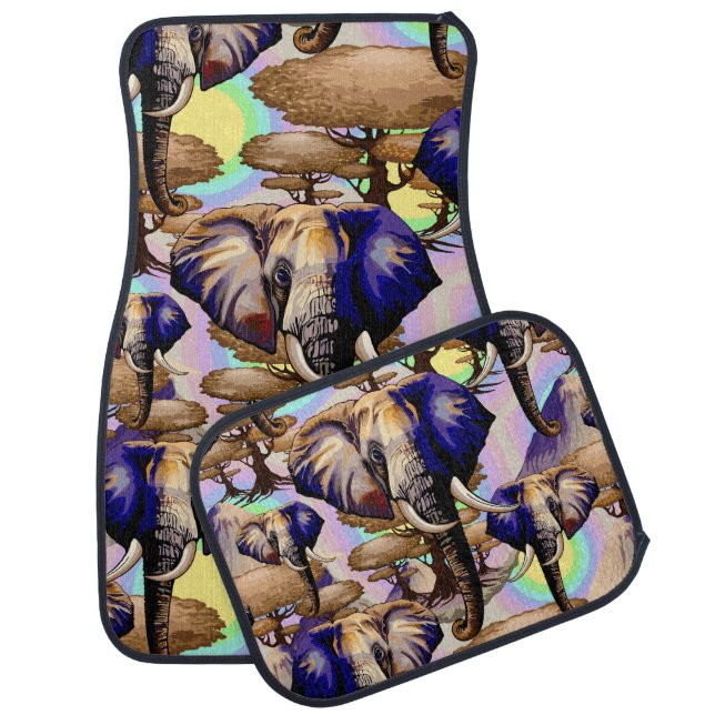 African Elephant Surreal Portrait  Car Floor Mat (Set)