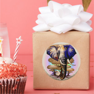 African Elephant Surreal Portrait Classic Round Sticker