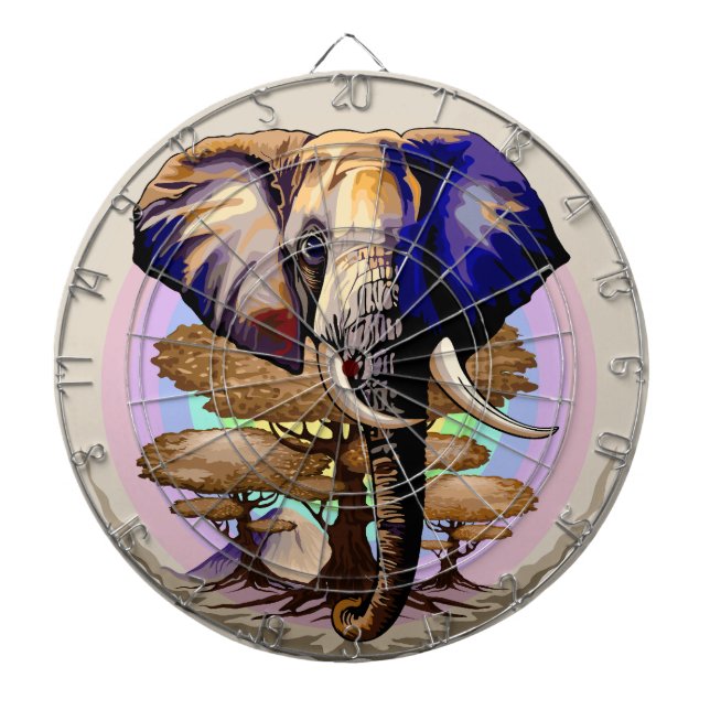 African Elephant Surreal Portrait  Dart Board (Front)