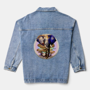 African Elephant Surreal Portrait  Denim Jacket