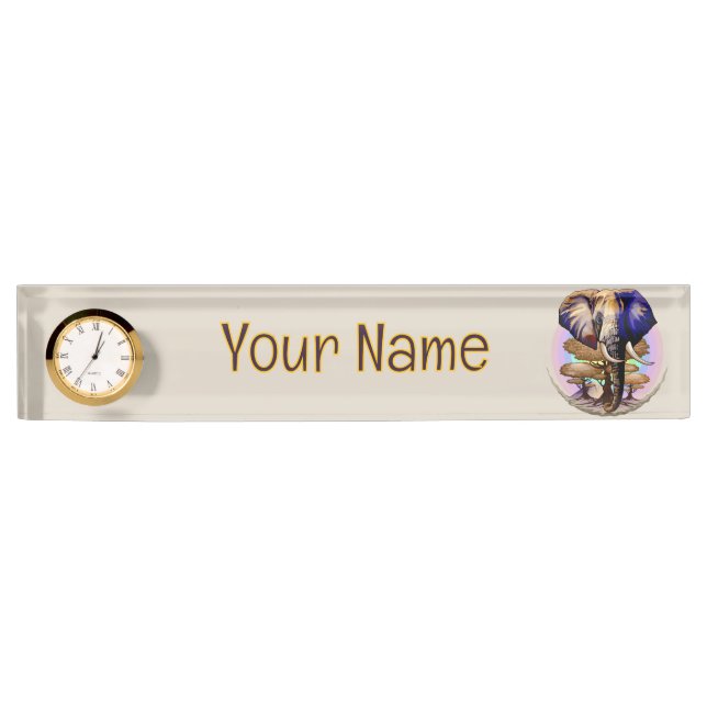 African Elephant Surreal Portrait  Desk Name Plate (Front)