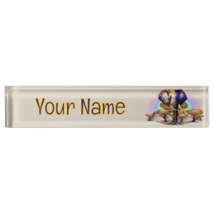 African Elephant Surreal Portrait Desk Name Plate