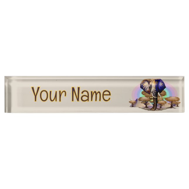 African Elephant Surreal Portrait  Desk Name Plate (Front)