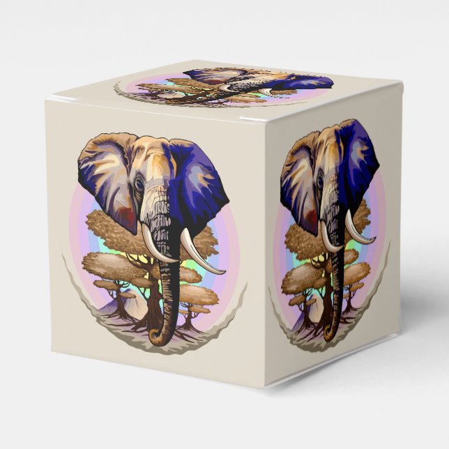 African Elephant Surreal Portrait  Favor Boxes (Front Side)