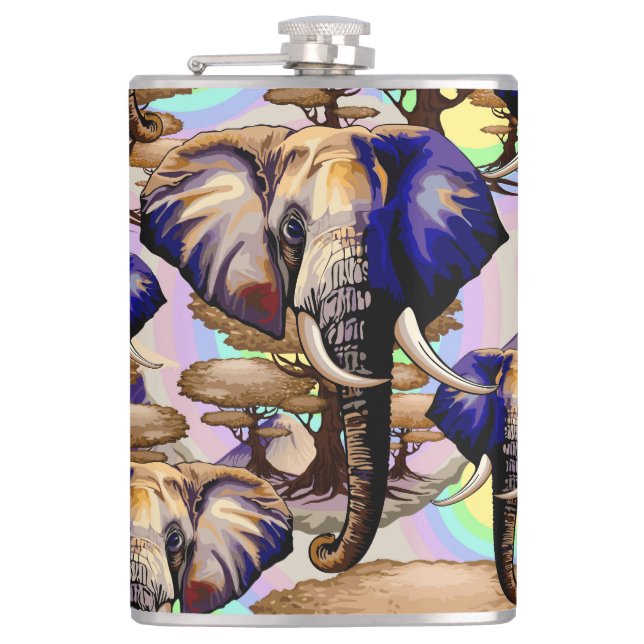 African Elephant Surreal Portrait  Flask (Front)