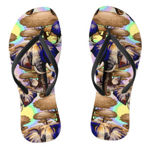 African Elephant Surreal Portrait  Flip Flops