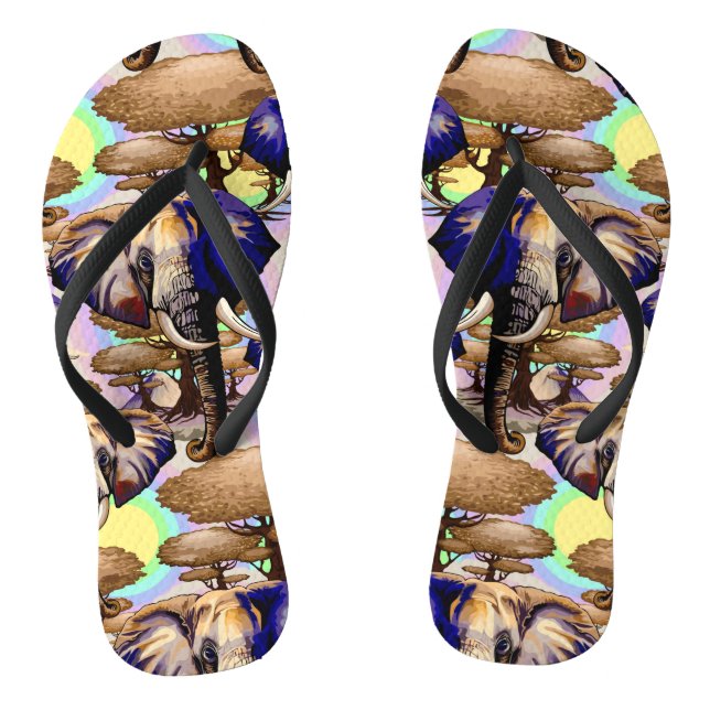 African Elephant Surreal Portrait  Flip Flops (Footbed)