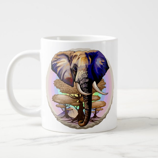 African Elephant Surreal Portrait  Giant Coffee Mug (Left)