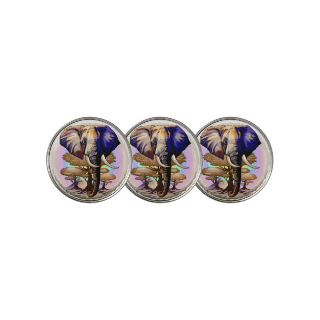 African Elephant Surreal Portrait  Golf Ball Marker (3 Up)