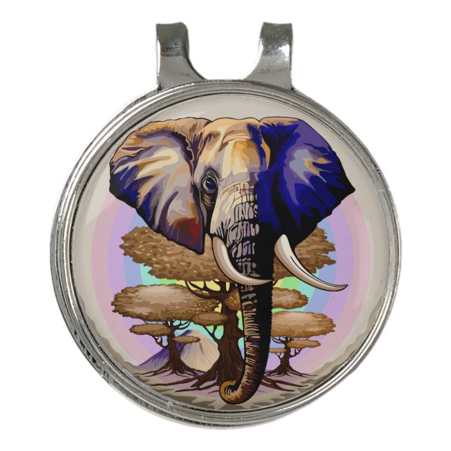 African Elephant Surreal Portrait  Golf Hat Clip (Front)