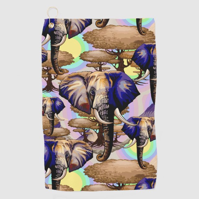 African Elephant Surreal Portrait  Golf Towel (Front)