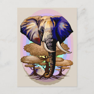 African Elephant Surreal Portrait  Holiday Postcard