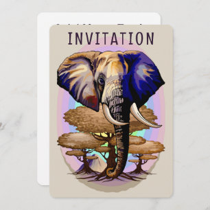 African Elephant Surreal Portrait Invitation