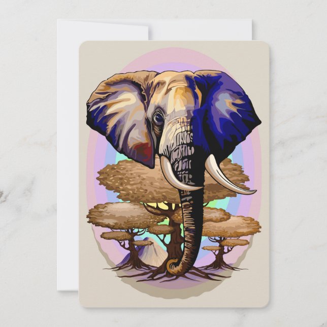 African Elephant Surreal Portrait  Invitation (Front)