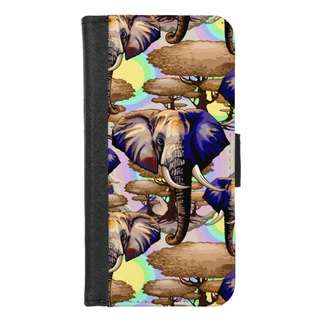 African Elephant Surreal Portrait  iPhone Wallet Case (Front)