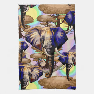 African Elephant Surreal Portrait Kitchen Towel