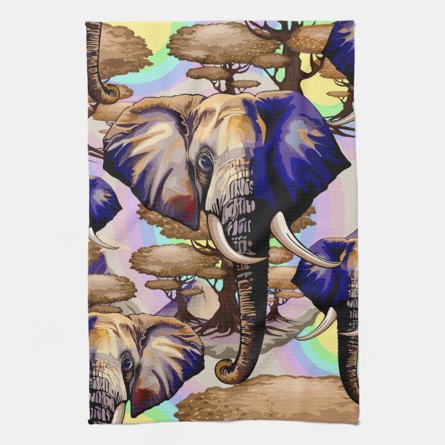 African Elephant Surreal Portrait  Kitchen Towel (Vertical)