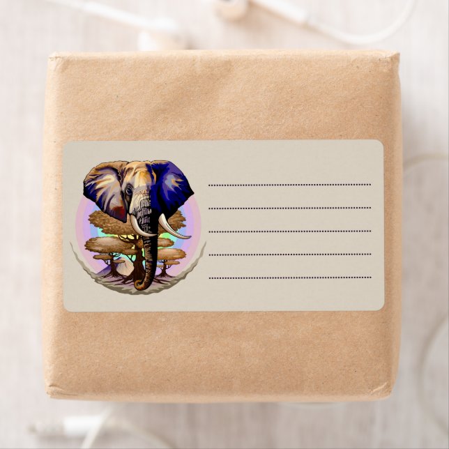 African Elephant Surreal Portrait  Label (Insitu)