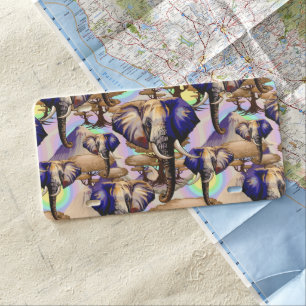 African Elephant Surreal Portrait License Plate