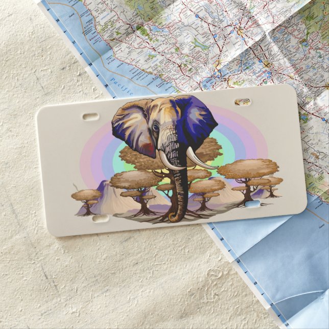 African Elephant Surreal Portrait  License Plate (In Situ)