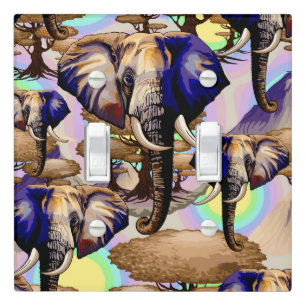 African Elephant Surreal Portrait Light Switch Cover