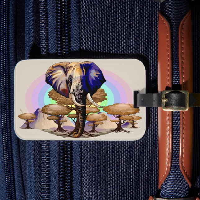 African Elephant Surreal Portrait  Luggage Tag (Front Insitu 4)