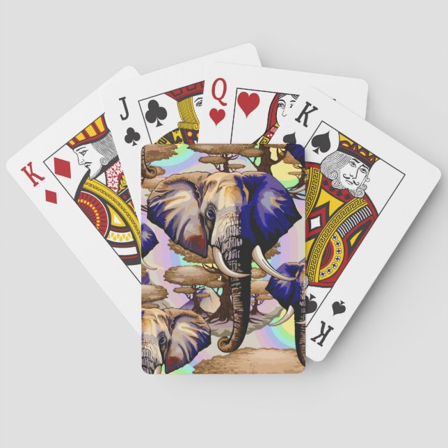 African Elephant Surreal Portrait  Poker Cards (Back)