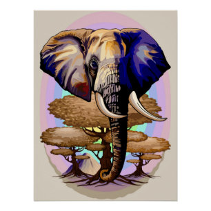 African Elephant Surreal Portrait Poster