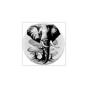 African Elephant Surreal Portrait Rubber Stamp