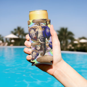 African Elephant Surreal Portrait Seltzer Can Cooler