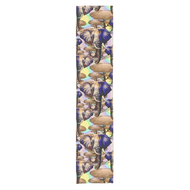 African Elephant Surreal Portrait  Short Table Runner (Front)