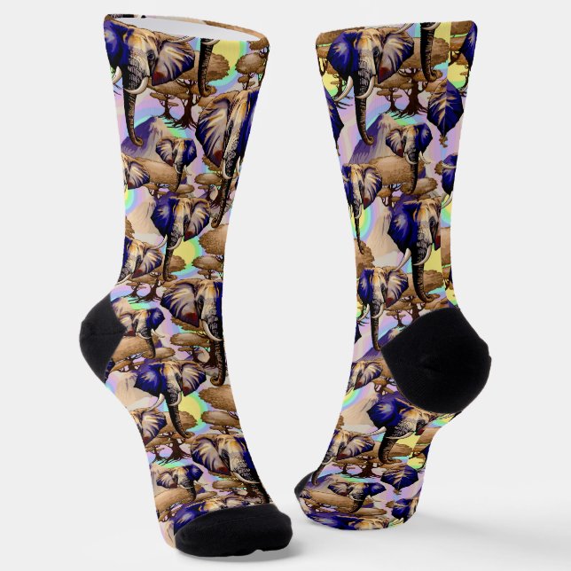 African Elephant Surreal Portrait  Socks (Angled)