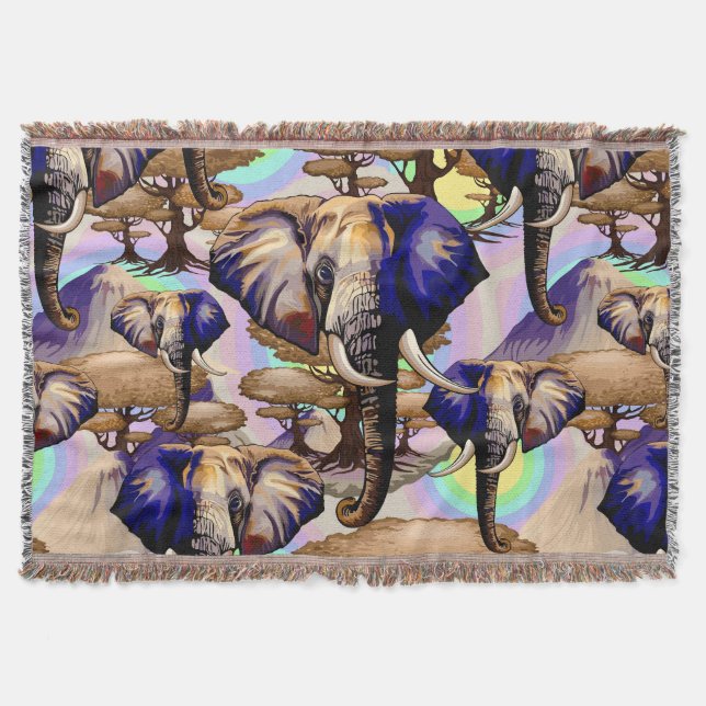 African Elephant Surreal Portrait  Throw Blanket (Front)