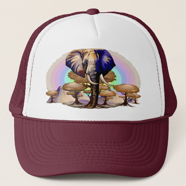 African Elephant Surreal Portrait  Trucker Hat (Front)
