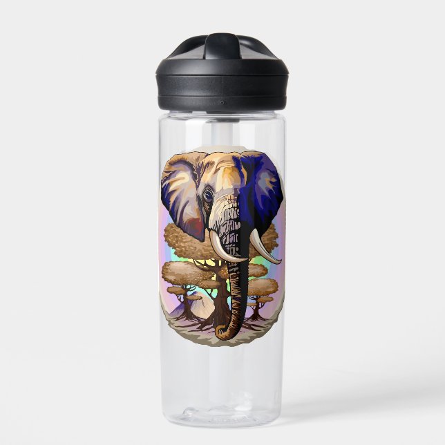 African Elephant Surreal Portrait  Water Bottle (Front)