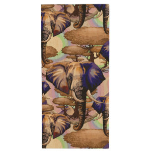 African Elephant Surreal Portrait Wood Flash Drive