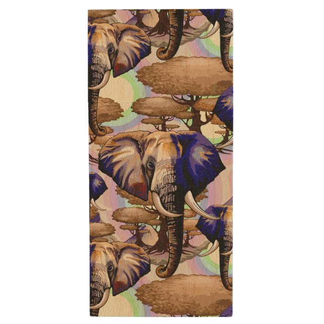 African Elephant Surreal Portrait  Wood Flash Drive (Front Vertical)