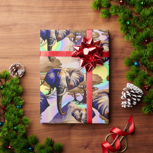 African Elephant Surreal Portrait  Wrapping Paper (Holiday Gift)