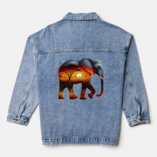African Elephant T-Shirts Denim Jacket