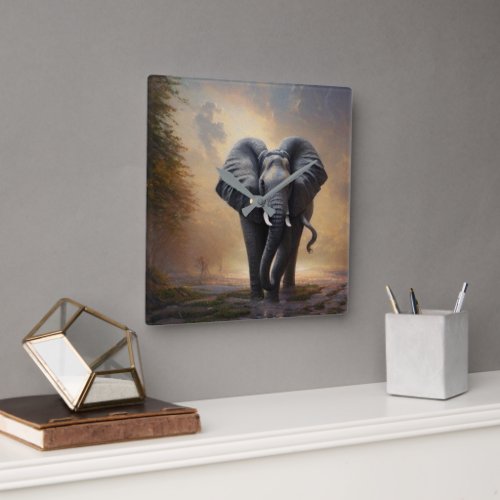 African Elephant_The King_ Square Wall Clock