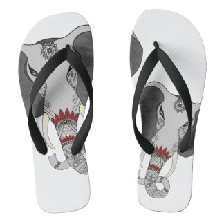 African-Elephant-Tribal Flip Flops