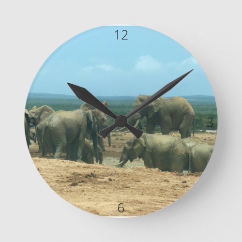 African Elephant Wall Clock