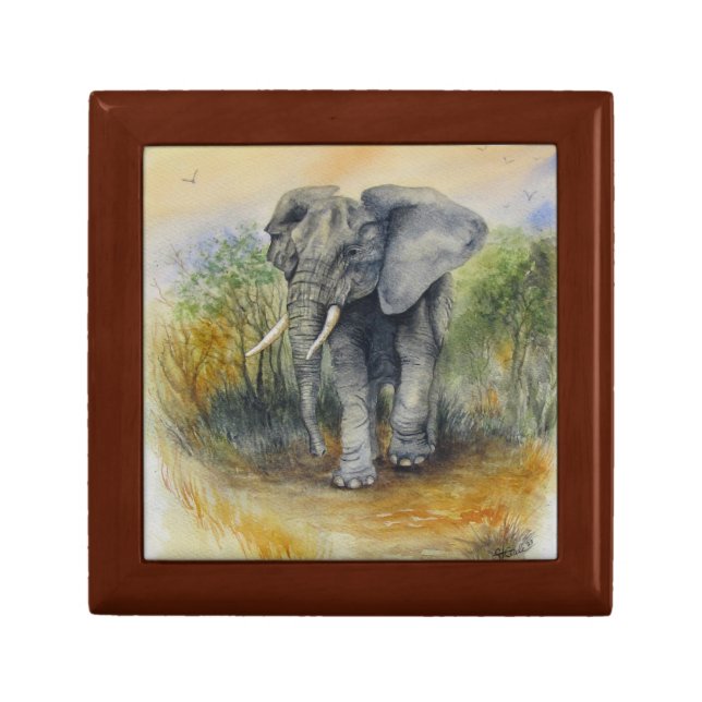 African Elephant Watercolor Gift Box (Front)