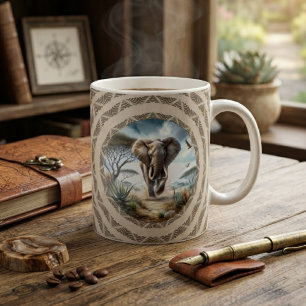 African Elephant With Pattern Coffee Mug