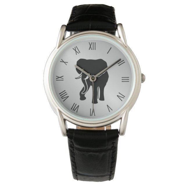 African Elephant with Roman Numerals Watch (Front)