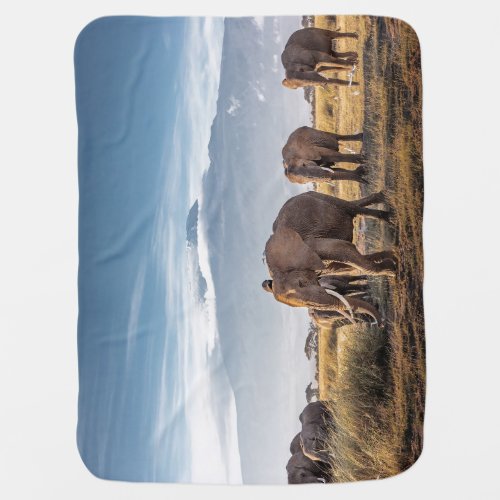 African Elephants Amboseli Walk Baby Blanket