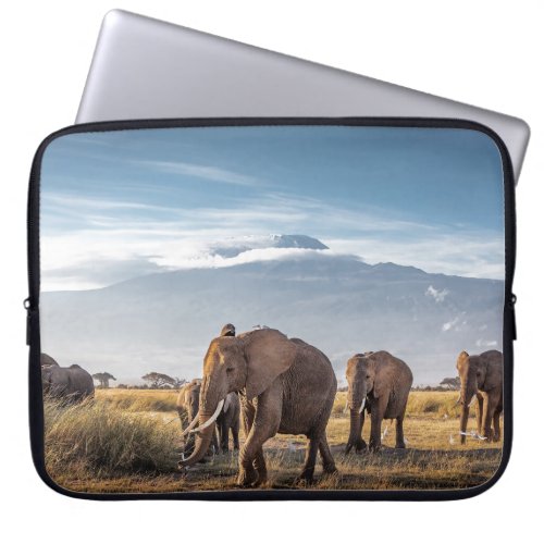 African Elephants Amboseli Walk Laptop Sleeve