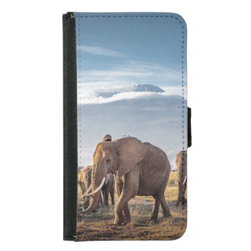 African Elephants Amboseli Walk Samsung Galaxy S5 Wallet Case