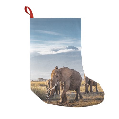 African Elephants Amboseli Walk Small Christmas Stocking