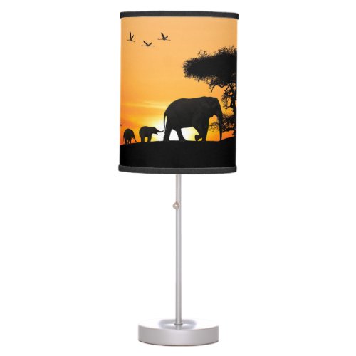 African Elephants in Nature Table Lamp